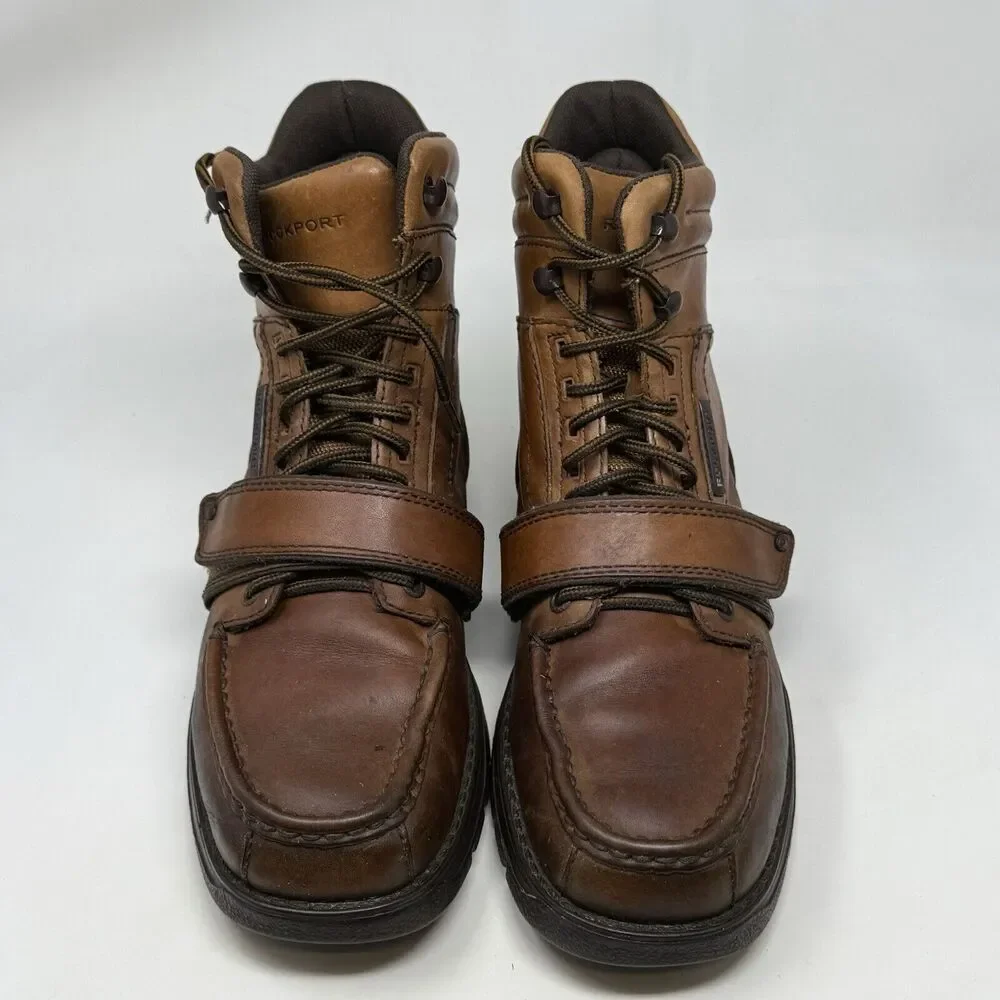Rockport XCS Chukka Boots Mens 8 M Brown Leather Crossover Strap High Ankle